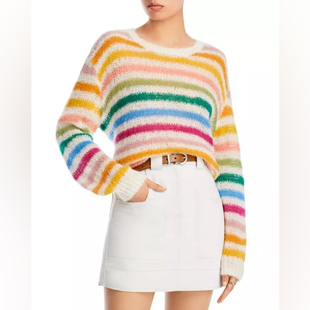 MOTHER Rainbow Striped Crew Neck Sweater